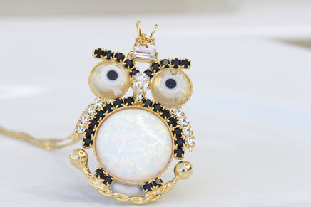 OWL NECKLACE, Owl Cameo Necklace, Owl Evil Eye Pendant, Unique Jewelry Gift, Owl Charm Necklace, Handmade Animal Jewelry Gift, Bird Necklace