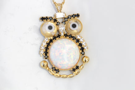 OWL NECKLACE, Owl Cameo Necklace, Owl Evil Eye Pendant, Unique Jewelry Gift, Owl Charm Necklace, Handmade Animal Jewelry Gift, Bird Necklace