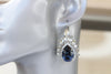 NAVY DROP Earrings, Bridal Blue Navy Statement Earrings, Rebeka Dark Blue Topaz Big Clusters Earring, Wedding Dusty Blue Earrings, Bride