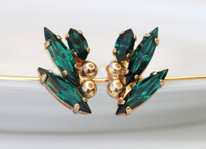 EMERALD STUDS, Rebeka Stud Earrings, Dark Green Earrings, Green Minimalist Earrings, Emerald Bridal Earrings, Custom Wedding Jewelry Gift