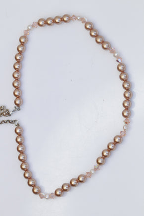 BEADED PEARL NECKLACE, Peach Bridal Necklace, Blush Beads Necklace, Rose Gold Classic Necklace ,Rebeka Wedding Necklace, Gift For Woman