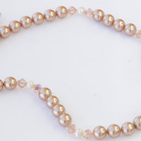 BEADED PEARL NECKLACE, Peach Bridal Necklace, Blush Beads Necklace, Rose Gold Classic Necklace ,Rebeka Wedding Necklace, Gift For Woman