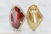 RED clip on earrings, Gold Red clip earrings, Asymmetric Rebeka earrings, Non pierced earrings, Woman Prom earrings, Crystal clip earring