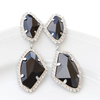 BLACK CHANDELIER earrings, Silver Black Earrings, Asymmetric  Earring Gift, Unique Evening earrings, Bride  Formal Unusual Earrings