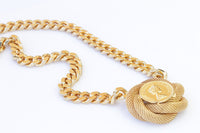 COIN NECKLACE, Miami Cuban Necklace, Gourmet Chunky Necklace, Gold Coin Necklace, Elizabeth Coin Big Pendant, Gold Chunky Gold Curb Choker