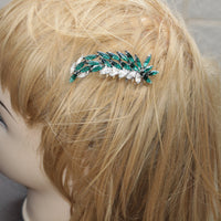 EMERALD GREEN HAIR Comb, Bridal Hair Comb, Statement Hair Comb, Crystal Rebeka, Leaves Hair Comb, Emerald Wedding Hair Accessories, Prom