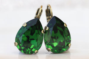 Bridal OLIVE GREEN earrings, Bridesmaid Dark Moss Green Earrings, Vintage Drop Earrings, Light Emerald  Earring, Rebeka Wedding Jewelry