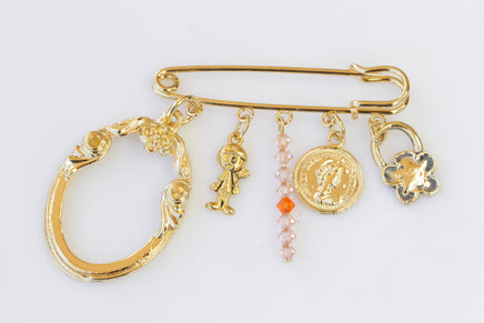 GOLD BABY CARRIAGE Pin, Coin Charm, Charms Dangles Brooch, Orange  Pin, Gold Dangling Baby Carriage Pin, Baby Shower Gift, New Mother Gift