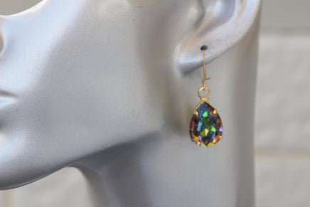 VITRAIL MEDIUM EARRINGS, Rainbow Wedding Earrings, Bridesmaids Rebeka Earrings, Dangle Teardrop Earrings, Bezel Simple Earrings Xmas Gift