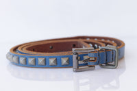 Leather belt, Metal Studs Leather belt, Blue Navy leather belt, Thin leather belt for women, Skinny Red leather belt, Narrow leather belt