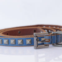 Leather belt, Metal Studs Leather belt, Blue Navy leather belt, Thin leather belt for women, Skinny Red leather belt, Narrow leather belt