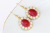 CORAL EARRINGS, Red Coral Drop Earrings, Oval Earrings, Genuine Coral and Rebeka Earrings , Natural Gemstone Earrings,  Rustic Wedding