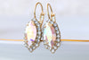 AB CRYSTAL Drop Earrings. Halo Wedding Earrings. Bridal Crystal Ab Earrings. Oval Crystal Earrings. Elegant Bridal Bridesmaid Earrings Gift
