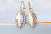 AB CRYSTAL Drop Earrings. Halo Wedding Earrings. Bridal Crystal Ab Earrings. Oval Crystal Earrings. Elegant Bridal Bridesmaid Earrings Gift