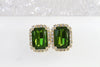 OLIVE GREEN RING, Cocktail Ring, Earrings Ring Set, Emerald Green Ring, Bridal Evening Ring, Green Gold Ring, Rectangular Large Ring Gift
