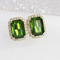 OLIVE GREEN RING, Cocktail Ring, Earrings Ring Set, Emerald Green Ring, Bridal Evening Ring, Green Gold Ring, Rectangular Large Ring Gift