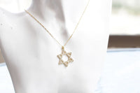 TURQUOISE STAR OF David Necklace, Jewish Star Jewelry, Gold Blue Crystal Necklace, Bat Mitzvah Gift, Shield Of David, Jewelry From Israel