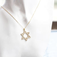 TURQUOISE STAR OF David Necklace, Jewish Star Jewelry, Gold Blue Crystal Necklace, Bat Mitzvah Gift, Shield Of David, Jewelry From Israel