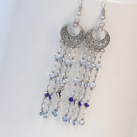 Gipsy Fringes Earrings, TASSEL Earrings, Blue Earrings, Bohemian Dangling Earrings, BOHO EARRINGS, Woman Dangle earrings, Bohemian jewelry