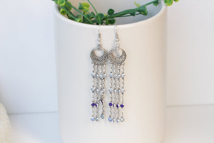 Gipsy Fringes Earrings, TASSEL Earrings, Blue Earrings, Bohemian Dangling Earrings, BOHO EARRINGS, Woman Dangle earrings, Bohemian jewelry