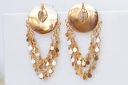 ROSE GOLD EARRINGS, Gold Gypsy Earrings, Cha Cha Earrings, Dangling Hoop Stud Earrings, Leaf Jewelry, Fringes Earrings, Formal Jewelry gift