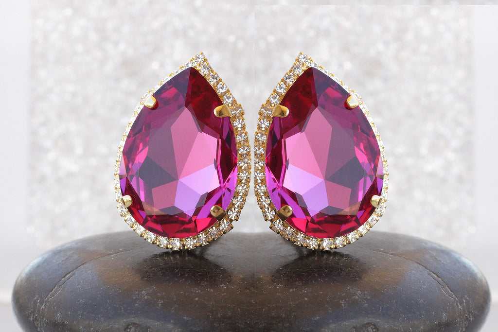 HOT PINK Earrings | Rebekajewelry pink crystal earrings