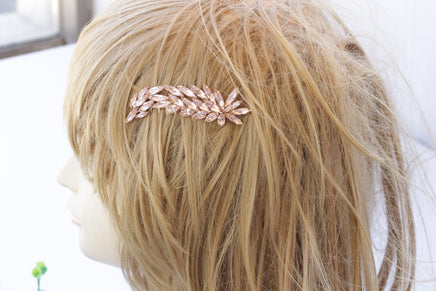 BLUSH PINK HAIR Comb, Bridal Hair Comb, Statement Hair Comb, Crystal , Leaves Hair Comb, Morganite crystals Wedding Hair Accessories, Prom