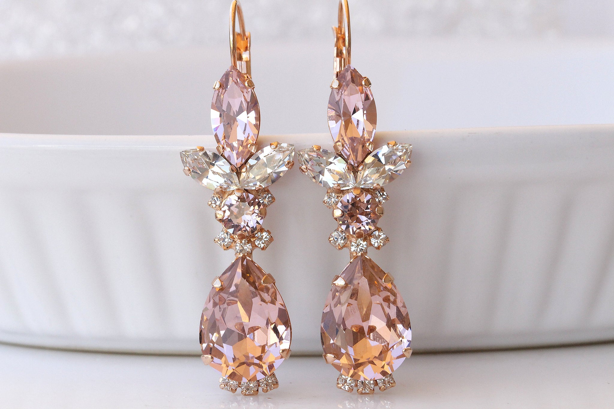 Light Pink BRIDAL EARRINGS| Rebekajewelry Light Pink BRIDAL EARRINGS| Rebekajewelry