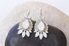 OPAL BRIDAL EARRINGS, White Opal Bridal Earrings, Drop Earrings, Long Leverback Earrings, Jewelry For Bride, Crystal Wedding Jewelry Gift