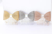 Bow HAIR Comb, Bridal Dainty Hair Comb Veil, Custom headpiece, Small Hair Accessories,Wedding Unique Hair Jewelry,Small Comb For Brides Gift