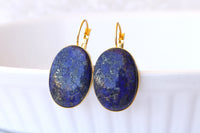 Lapis Lazuli Earrings, Large Oval Earrings, September Birthstone Earrings, Blue Drop Earrings, Royal Blue Gemstone Earrings, Classic Earring