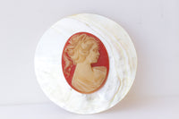 RED CAMEO BROOCH, Shell Cameo Brooch, Vintage Cameo Brooch, Circle Cameo Brooches, Large Brooch, Statement handmade Brooch, Jacket Brooch