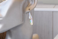 Bridal Crystal Ab Earrings, Bridesmaid Teardrop Dainty Earrings Gift, Rainbow Necklace, Aurora Borealis, Wedding Jewelry,Simple Drop Earring