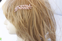 BLUSH PINK HAIR Comb, Bridal Hair Comb, Statement Hair Comb, Crystal , Leaves Hair Comb, Morganite crystals Wedding Hair Accessories, Prom