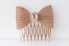 ROSE GOLD Comb Hair, Morganite Crystal Hair Comb, Blush Bow headpiece, Small Hair Accessories, Wedding Hair Veil Jewelry,  For Brides Gift