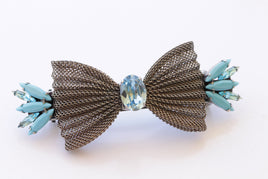 BOW French Barrette, Blue Turquoise HAIR BARRETTE, Bridal Clip,Filigree Hair Barrette, Aquamarine Hair Clip, Hair Ethnic Wedding Hair Clip