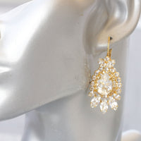 CRYSTAL BRIDAL EARRINGS, Art Deco Bridal Earrings, Drop Earrings, Elegant Gold Teardrop Earrings, Jewelry For Bride, Crystal Wedding Jewelry