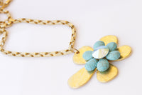 GOLD TURQUOISE NECKLACE, Turquoise Necklace, Long Necklace, Statement Jewelry, Turquoise And Crystal Gold Necklace, Large Turquoise pendant