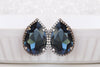 NAVY BLUE Earrings, Large Stud Earrings, Teardrop Earrings, Evening Crystal Earrings, Dark Blue Custom Earrings, Topaz Statement Big Earring