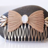 IVORY COMB HAIR ,Bow Comb hair, Bridal Hair Jewelry, Rose Gold Comb Hair, Extra Large Comb Hair, Hair Accessories  ,Wedding Comb Hair Veil