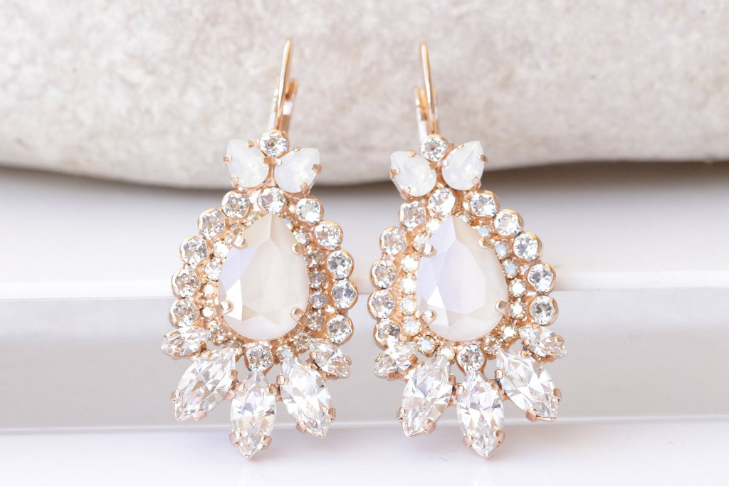 Gold Art Deco chandelier earrings | Gold bridal statement dangles