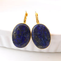Lapis Lazuli Earrings, Large Oval Earrings, September Birthstone Earrings, Blue Drop Earrings, Royal Blue Gemstone Earrings, Classic Earring
