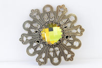 YELLOW GREEN BROOCH, Brass Brooch, Flower Vintage Brooch, Unique Brooch, Antique clothing Brooch, Coat Pin, Gift For Her, Brooch For Dress