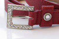 Women's Leather Belt, Rhinestone Studded belt, White Leather belt, Classic leather belt,leather belt for women thin belt, Leather Dress belt