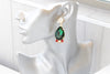 EMERALD EARRINGS, Statement Earrings Gift, Dark Green Earrings, Bridal Big Earrings, Elegant Earrings,Red And Crystal Emerald Formal Earring