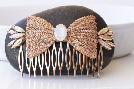 IVORY COMB HAIR ,Bow Comb hair, Bridal Hair Jewelry, Rose Gold Comb Hair, Extra Large Comb Hair, Hair Accessories  ,Wedding Comb Hair Veil