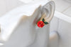 Red BRIDESMAID Earrings, Red Ruby Crystal Earrings, Apple Stud Earring, Minimalist Earrings, Red Emerald Green Earrings, Bridal Shower Gift