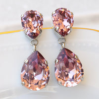 ANTIQUE PINK EARRINGS, Vintage Drop Earrings, bridesmaid Earrings, Light burgundy Bridal Earrings, Classic Wedding Chandelier Women Earring