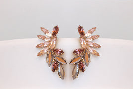 BLUSH PINK EARRINGS, Vintage Rose Gold earrings, Morganite Crystal Wedding jewelry, Antique Pink Earrings, Cluster Studs, Bridal Earrings