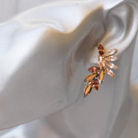 BLUSH PINK EARRINGS, Vintage Rose Gold earrings, Morganite Crystal Wedding jewelry, Antique Pink Earrings, Cluster Studs, Bridal Earrings
